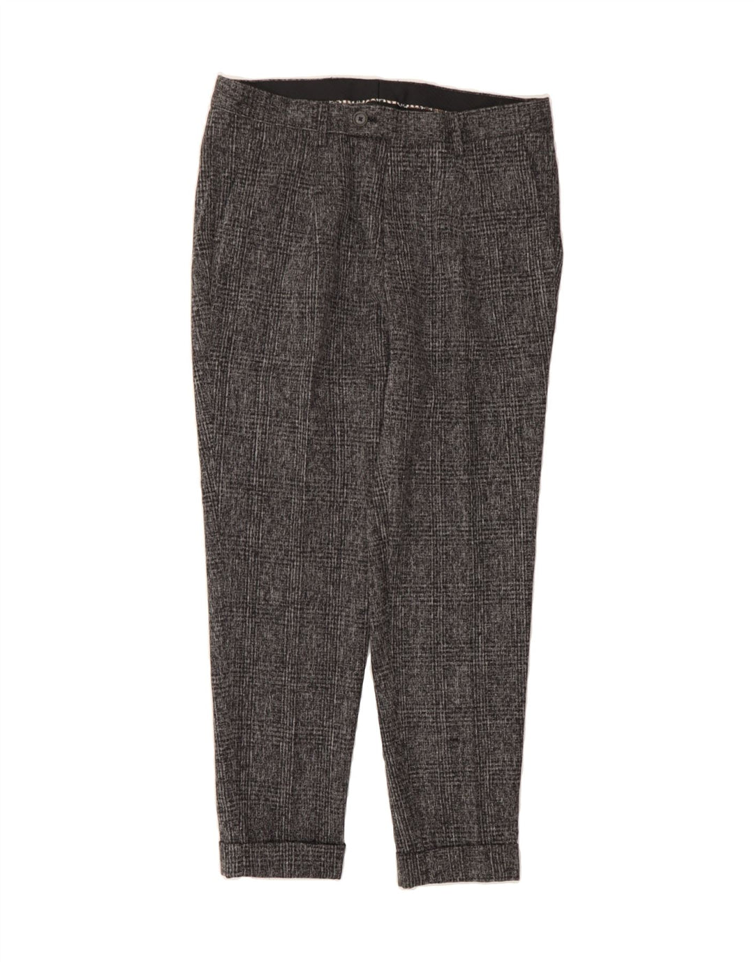 SORBINO Mens Slim Suit Trousers IT 46 Small W29 L28 Grey Check Polyester Vintage Sorbino and Second-Hand Sorbino from Messina Hembry 