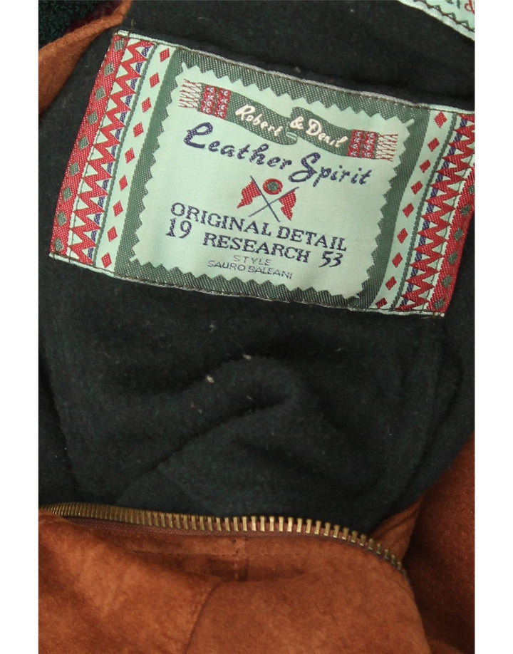 Soprabito vintage da uomo in pelle scamosciata UK 40 grande marrone