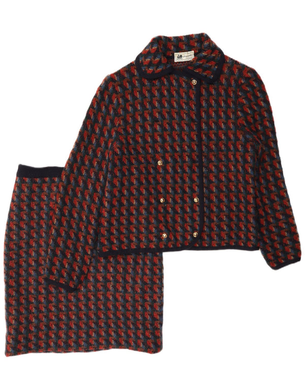 Set gonna vintage in maglia da donna in 2 pezzi UK 14 medio W28 pied de poule rosso