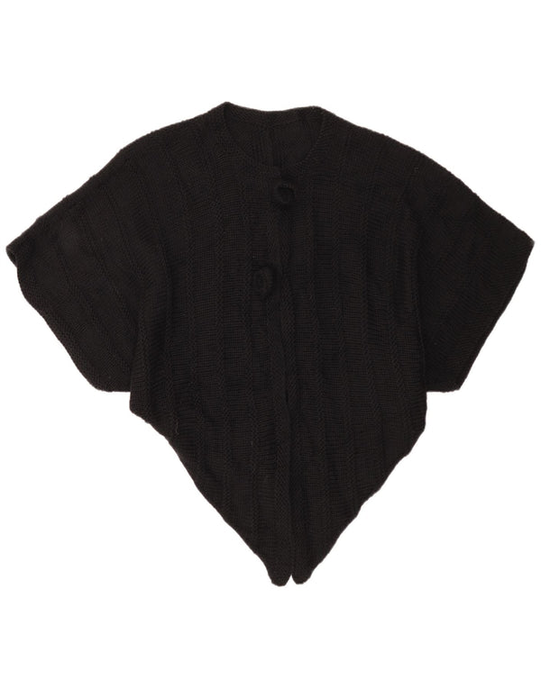 Maglione poncho asimmetrico da donna vintage taglia unica nero