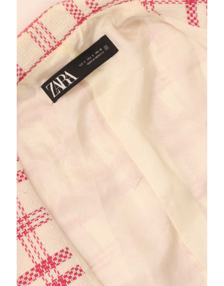 Giacca blazer doppiopetto da donna Zara UK 10 piccoli quadri bianchi