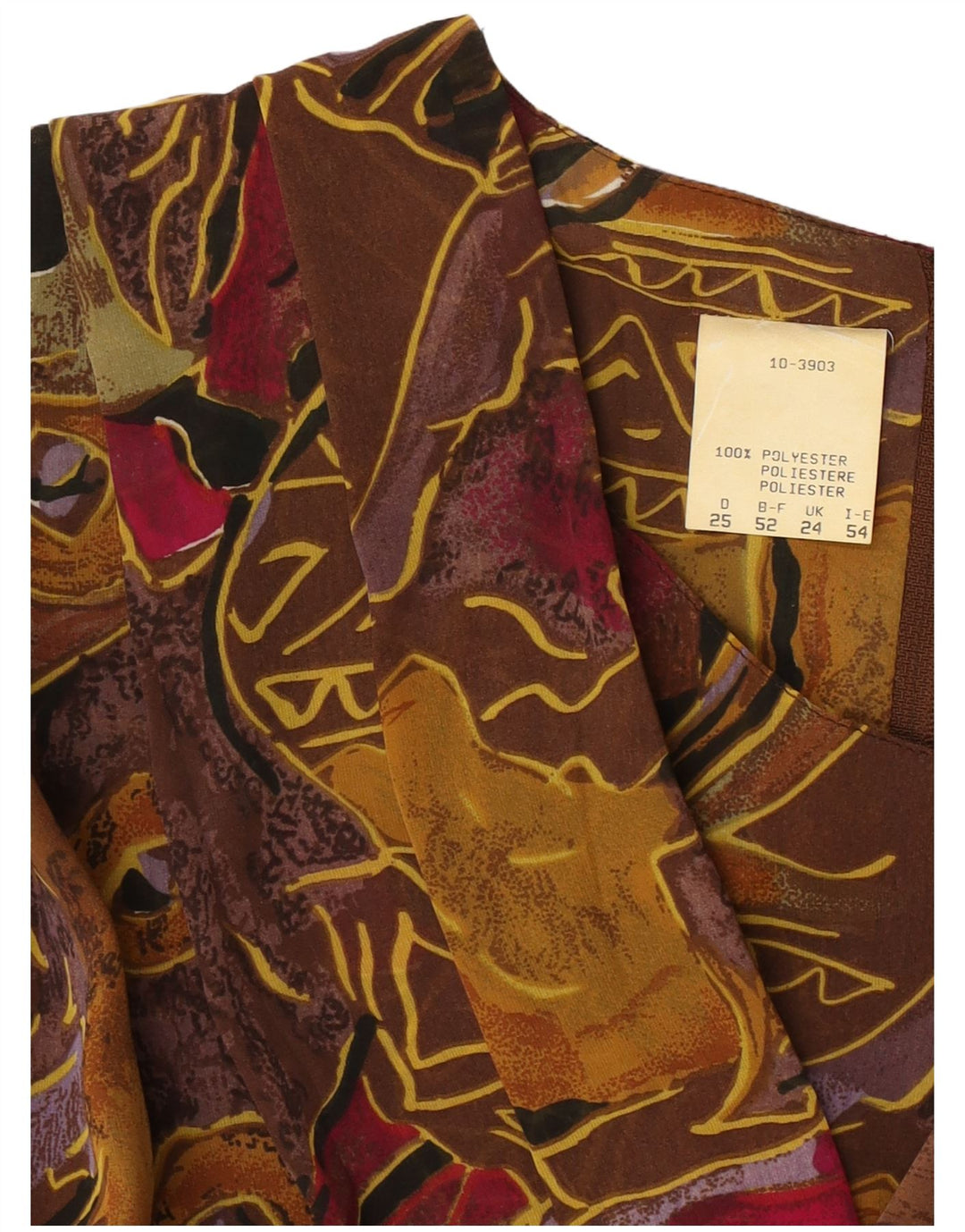 Abito a tubino con maniche a 3/4 con motivo astratto vintage da donna UK 24 4XL Marrone