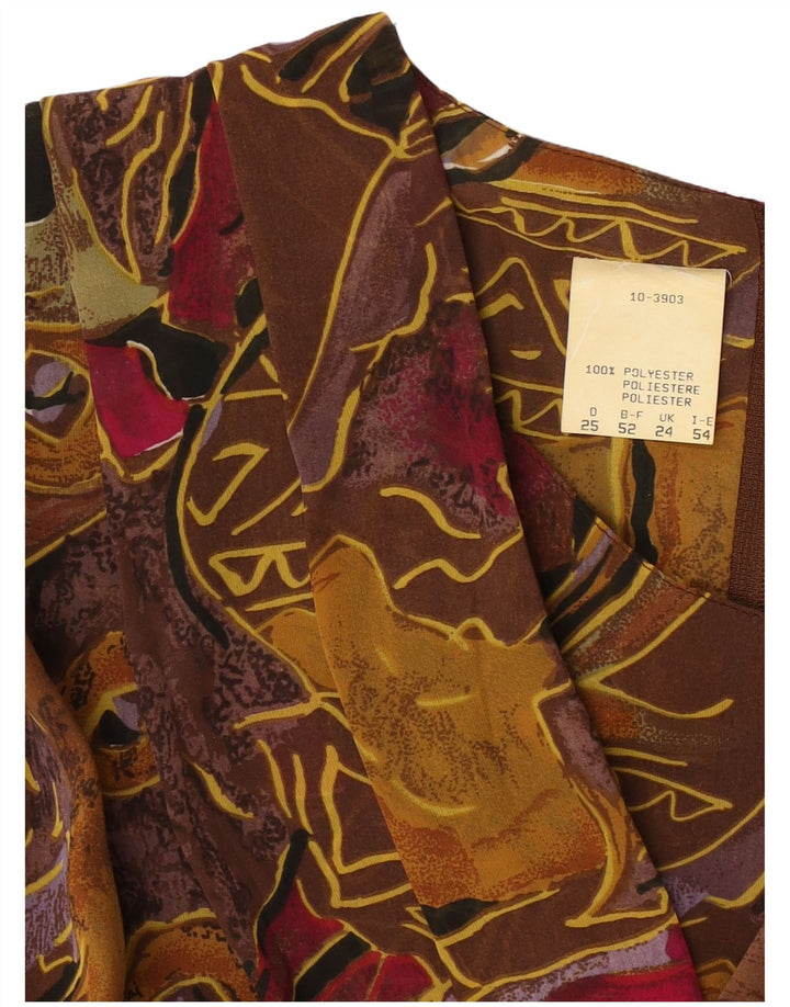 Abito a tubino con maniche a 3/4 con motivo astratto vintage da donna UK 24 4XL Marrone