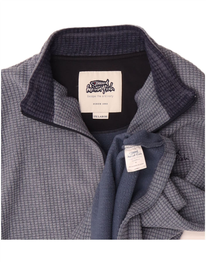 Maglione in pile da uomo con collo con zip Weird Fish 2XL Poliestere a quadri blu