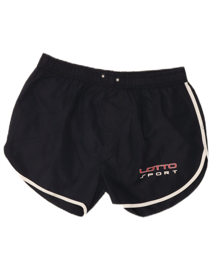 Pantaloncini sportivi grafici da donna Lotto UK 14 Large in poliestere blu navy