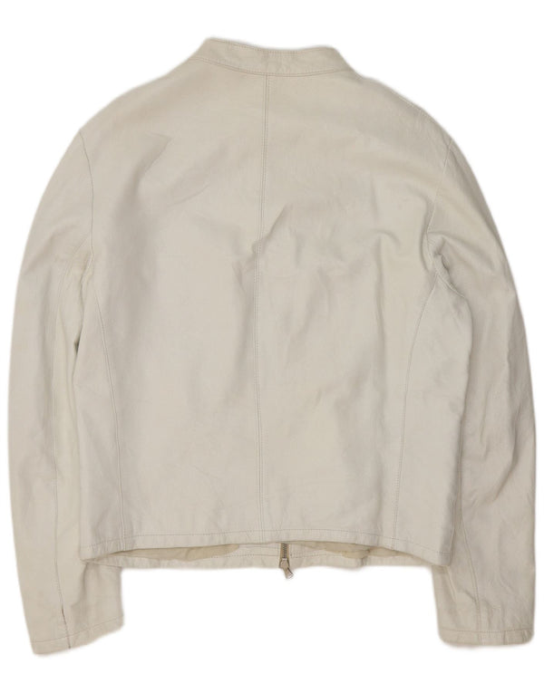 Giubbotto bomber in pelle da uomo vintage UK 40 grande bianco
