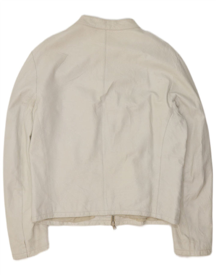 Giubbotto bomber in pelle da uomo vintage UK 40 grande bianco