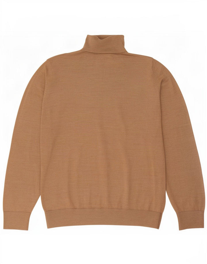 Gap Maglione da uomo con collo alto e maglione grande in lana merino screziata beige