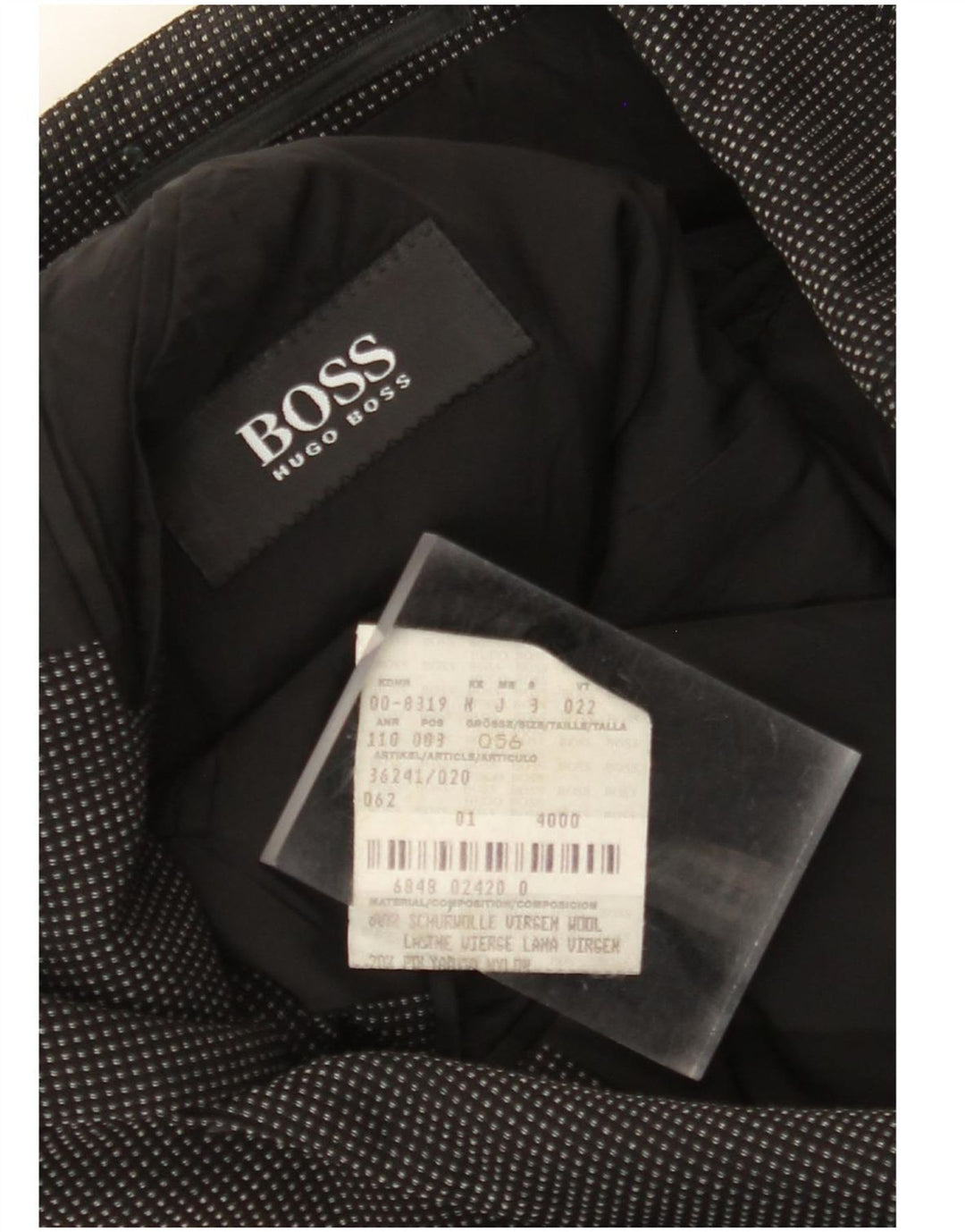 Giacca blazer da uomo a 3 bottoni HUGO BOSS EU 56 3XL lana maculata nera