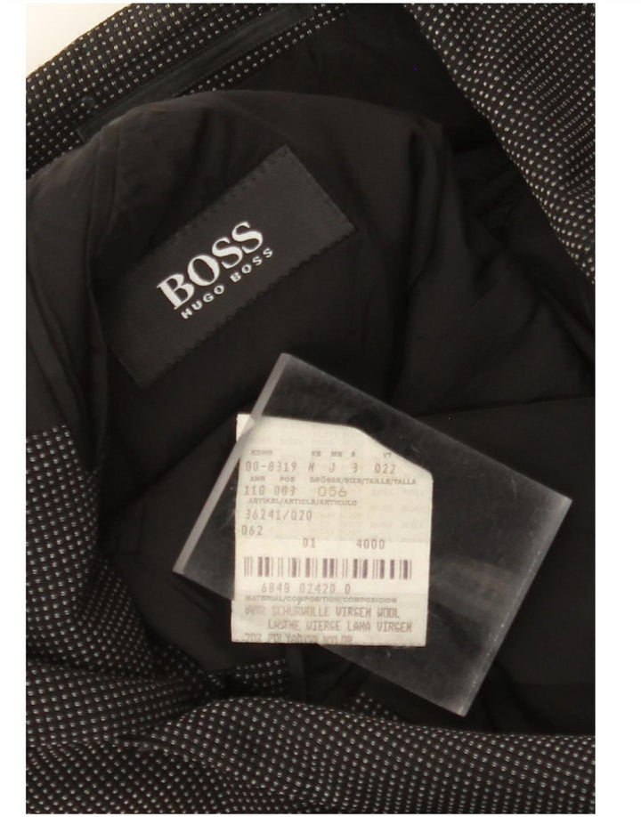 Giacca blazer da uomo a 3 bottoni HUGO BOSS EU 56 3XL lana maculata nera
