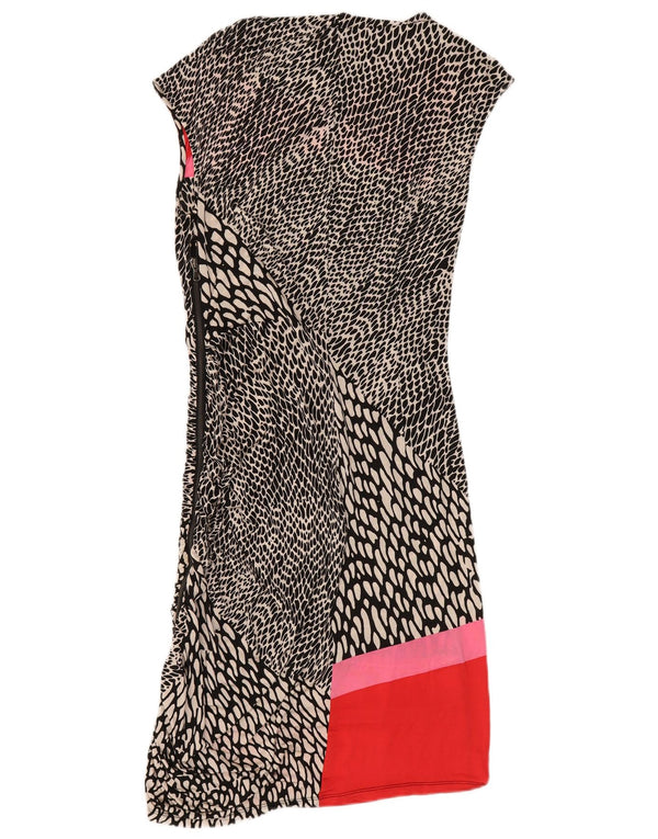 Abito tubino senza maniche da donna Marella UK 18 XL Viscosa nera con stampa animalier