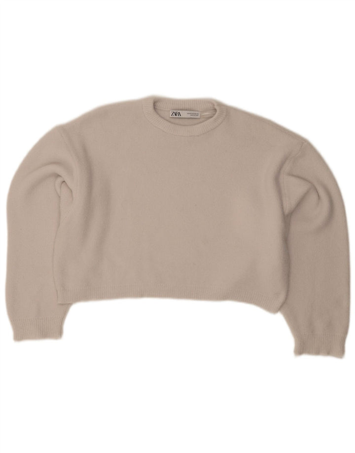 Maglione corto girocollo oversize da donna Zara UK 14 Grigio medio