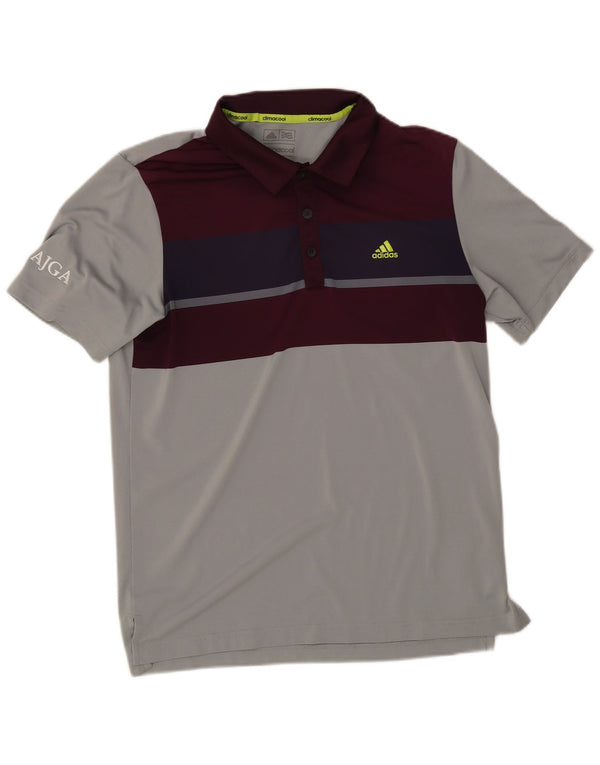 Polo Adidas Climacool da uomo piccola in poliestere color block grigio