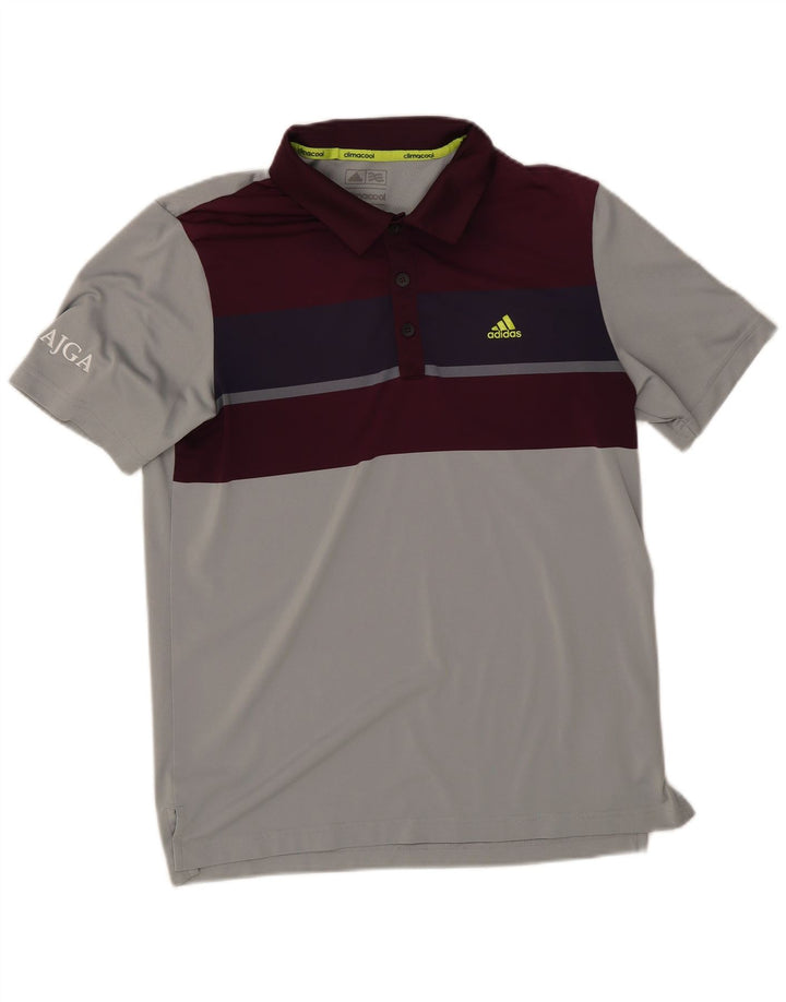 Polo Adidas Climacool da uomo piccola in poliestere color block grigio