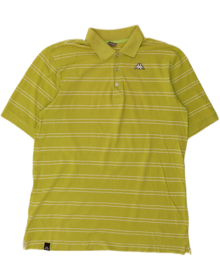 KAPPA Mens Polo Shirt Medium Green Striped Cotton Vintage Kappa and Second-Hand Kappa from Messina Hembry 