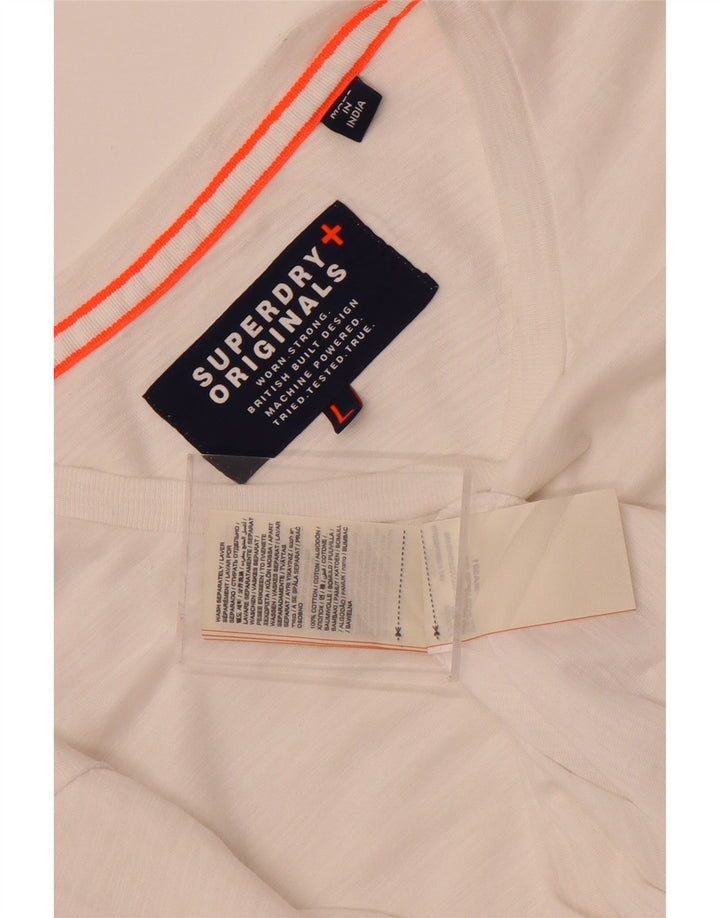 Top da uomo a maniche lunghe Superdry in cotone bianco grande