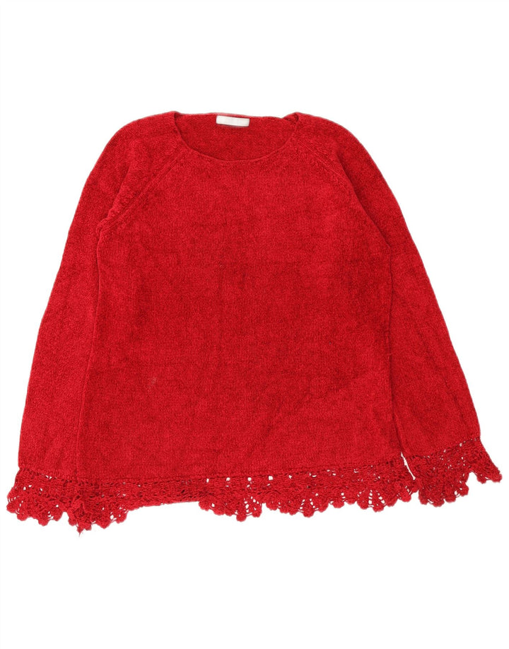 Maglione maglione girocollo da donna Marks & Spencer UK 14 Viscosa rossa media