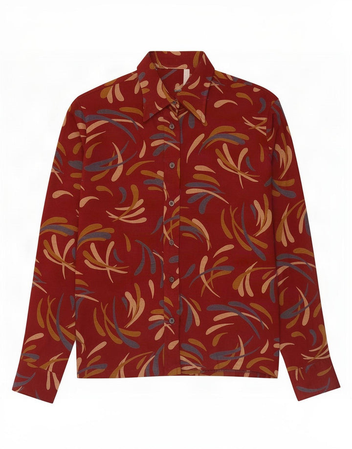 Camicia vintage da donna con motivo astratto IT 48 XL Acrilico rosso