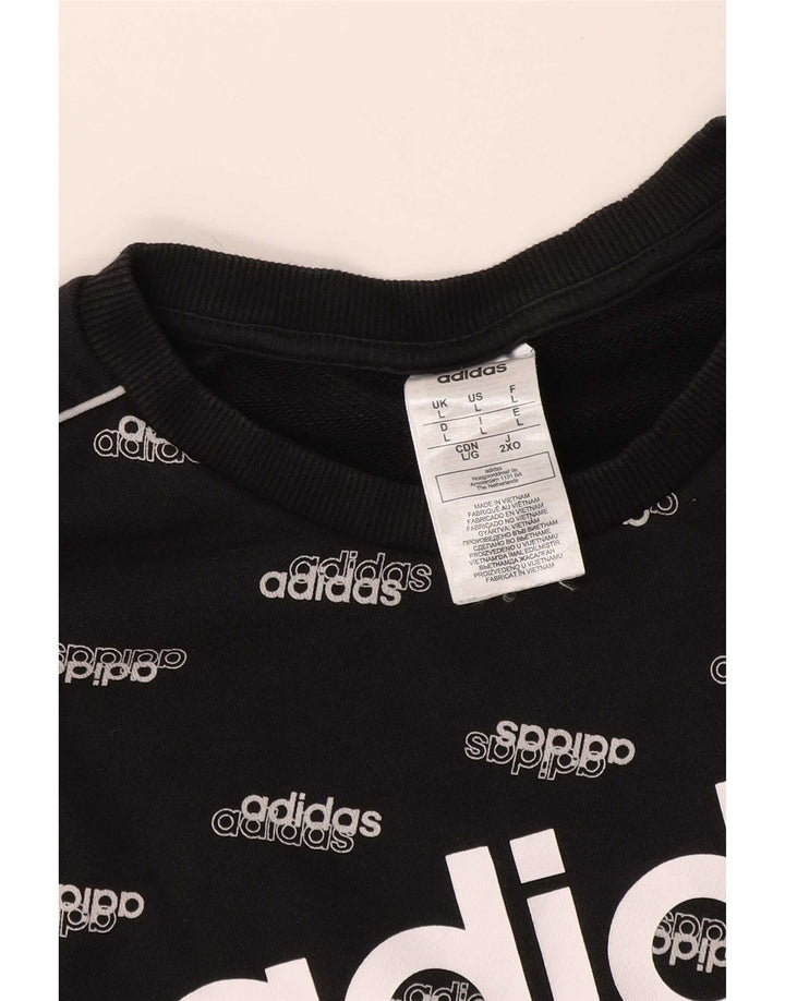 Felpa grafica da uomo Adidas Maglione grande cotone nero