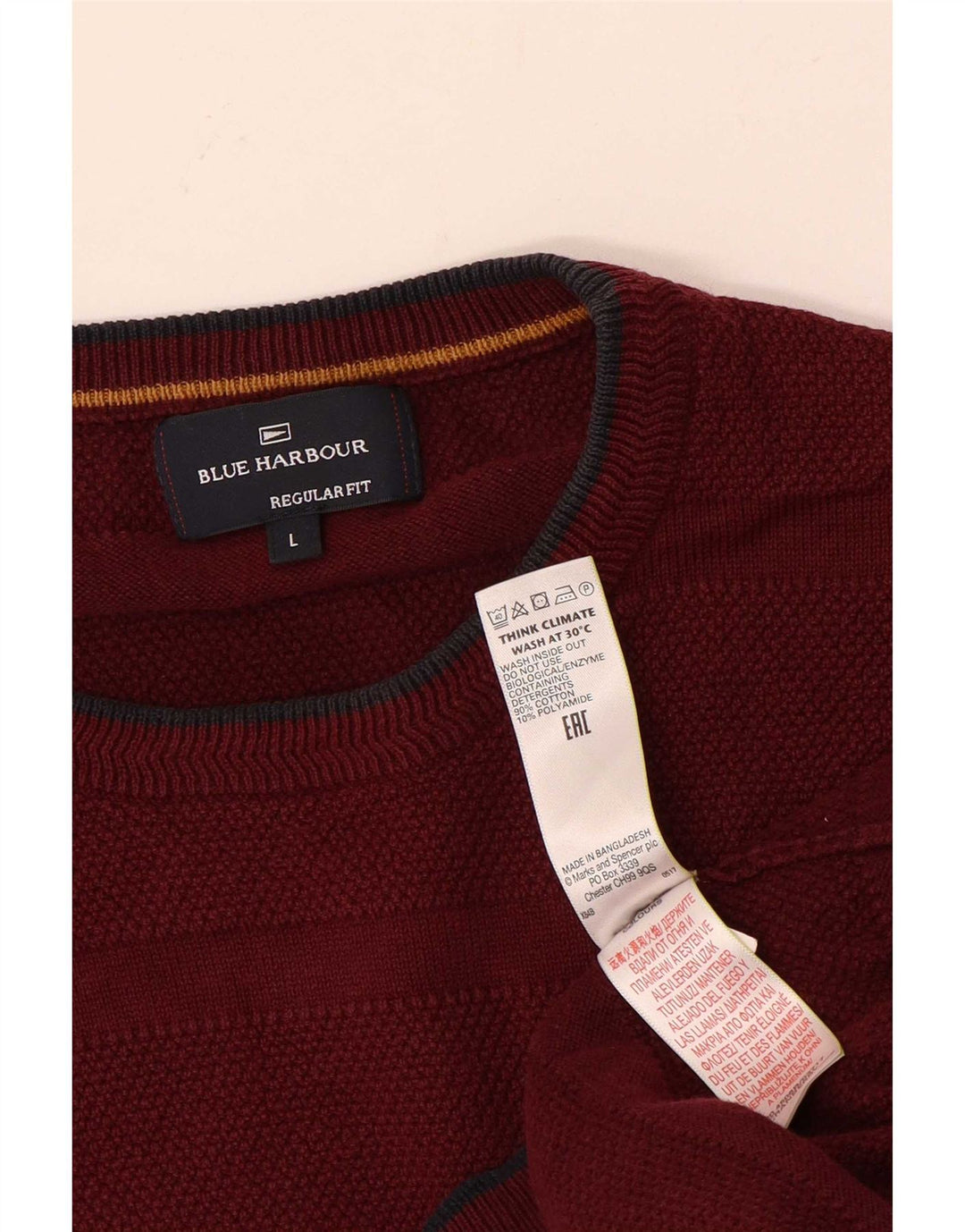 Maglione maglione girocollo da uomo Marks & Spencer blu Harbour grande marrone