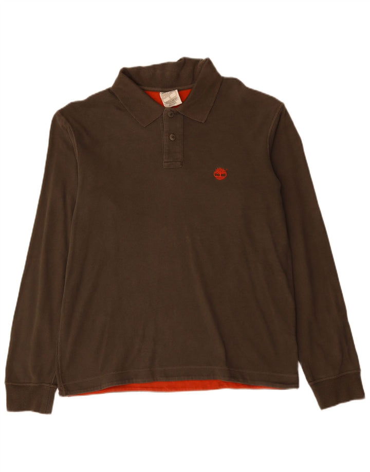 Polo da uomo a maniche lunghe vestibilità regolare TIMBERLAND in cotone kaki medio