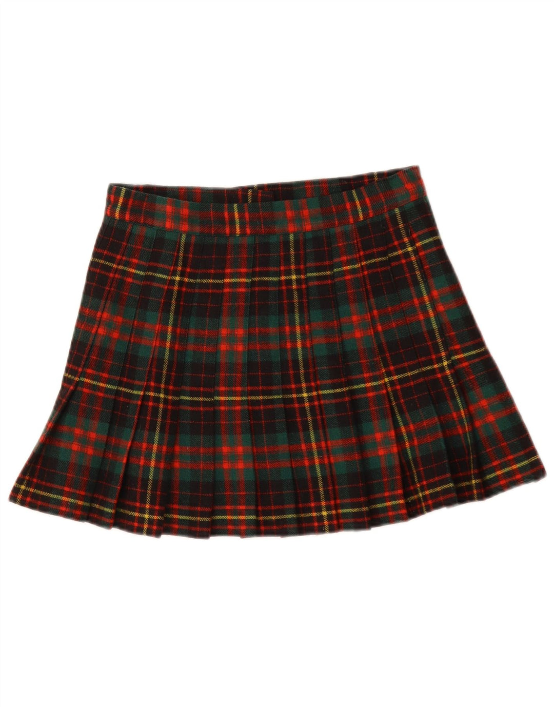 Gonna a pieghe avvolgente da donna vintage IT 42 media W28 scozzese multicolore