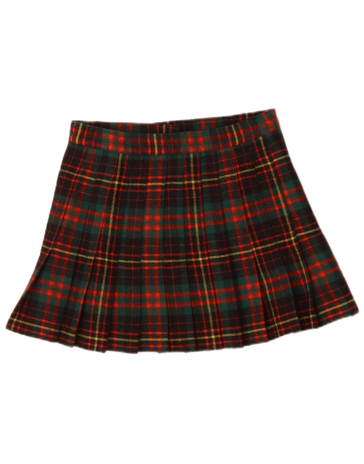 Gonna a pieghe avvolgente da donna vintage IT 42 media W28 scozzese multicolore