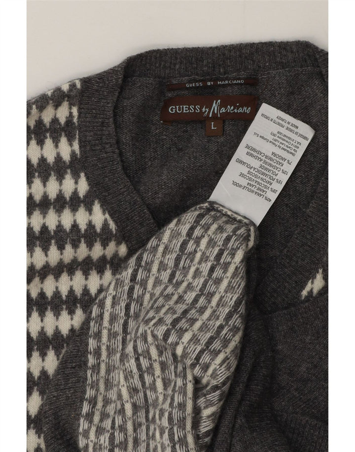 Guess By Marciano Canotta da uomo Canotta Grande in lana geometrica grigia