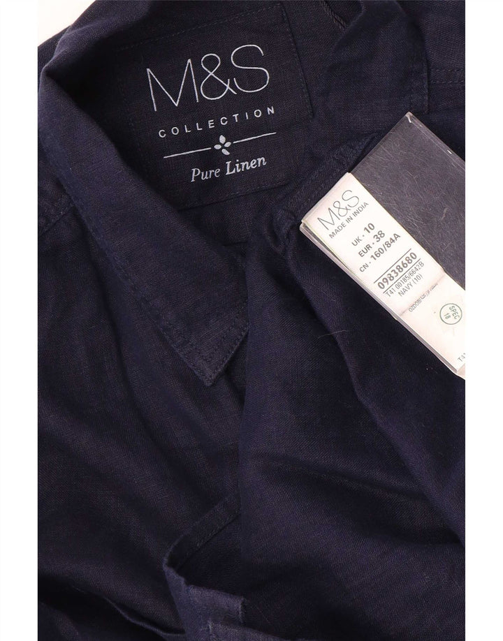 Camicia da donna Marks & Spencer UK 10 Small Lino blu navy