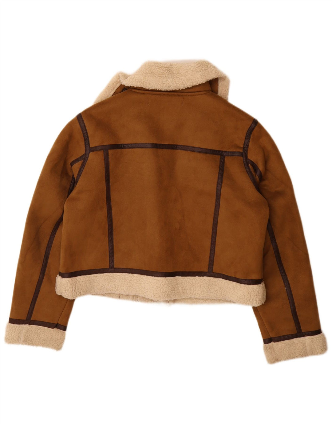 Giacca Sherpa da donna Zara UK 16 grande poliestere marrone