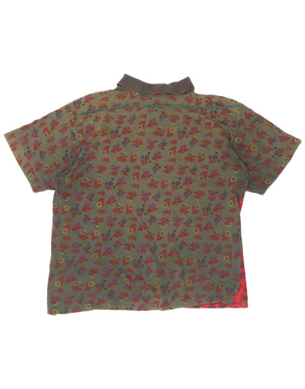 Meeting Mens Polo Shirt Large Pink Floral Cotton