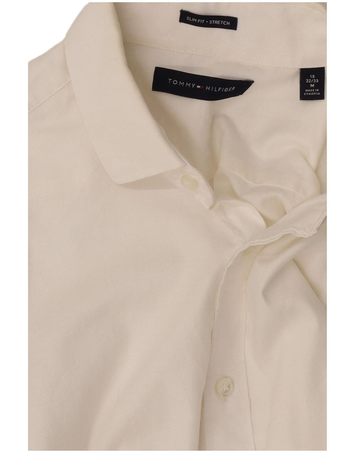 Camicia slim fit da uomo Tommy Hilfiger taglia 15 cotone bianco medio