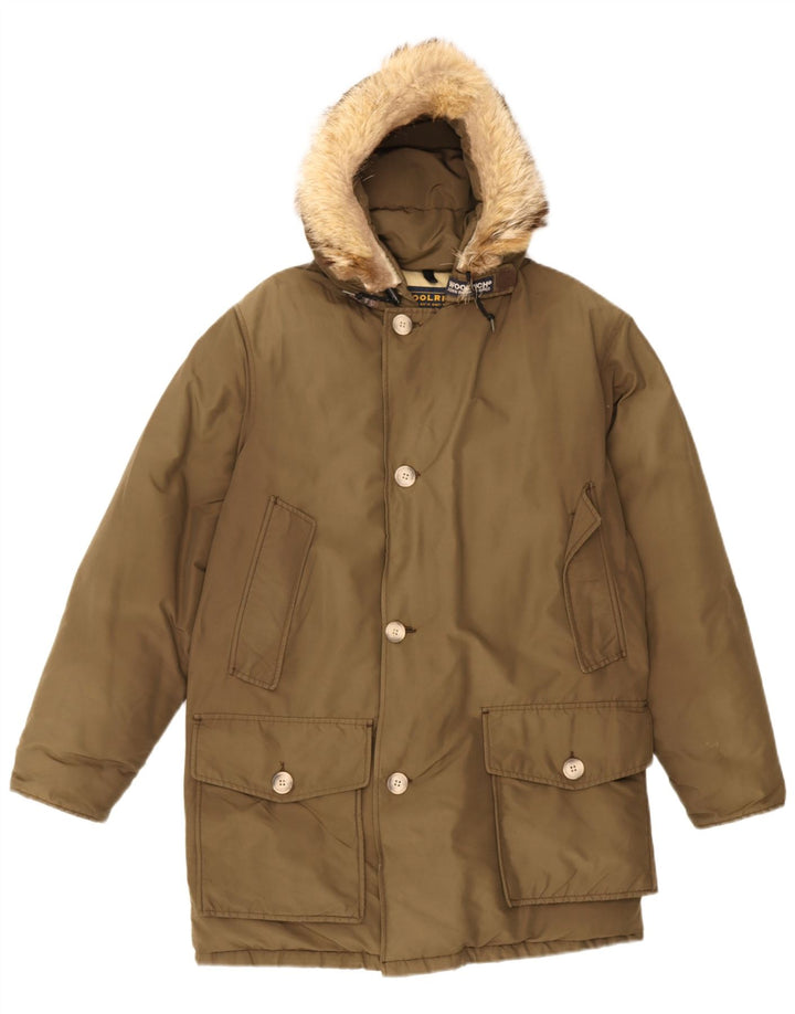 Cappotto imbottito con cappuccio da uomo Woolrich UK 36 piccolo kaki