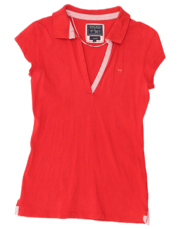 Polo elasticizzata da donna Woolrich UK 14 grande cotone rosso