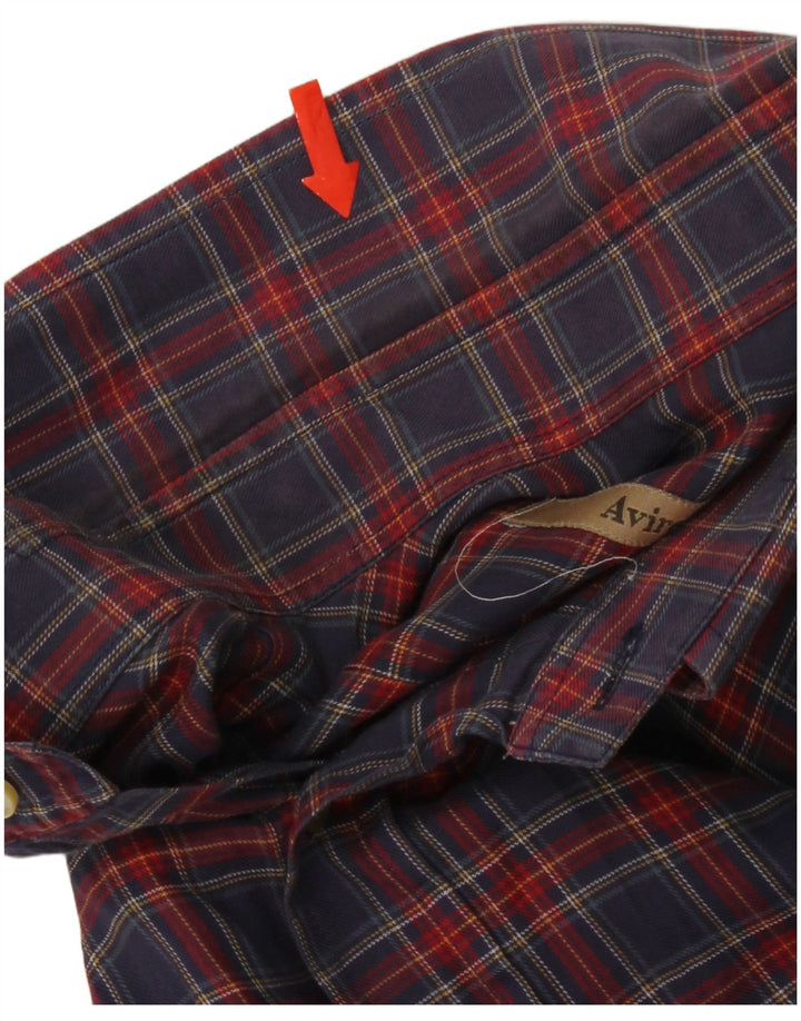 Camicia in flanella da donna Avirex, cotone a quadri blu navy grande