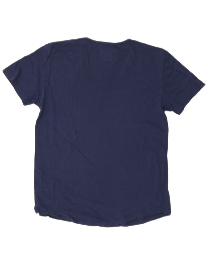 ZARA T-shirt da donna Top UK 14 Large Blu Navy in cotone