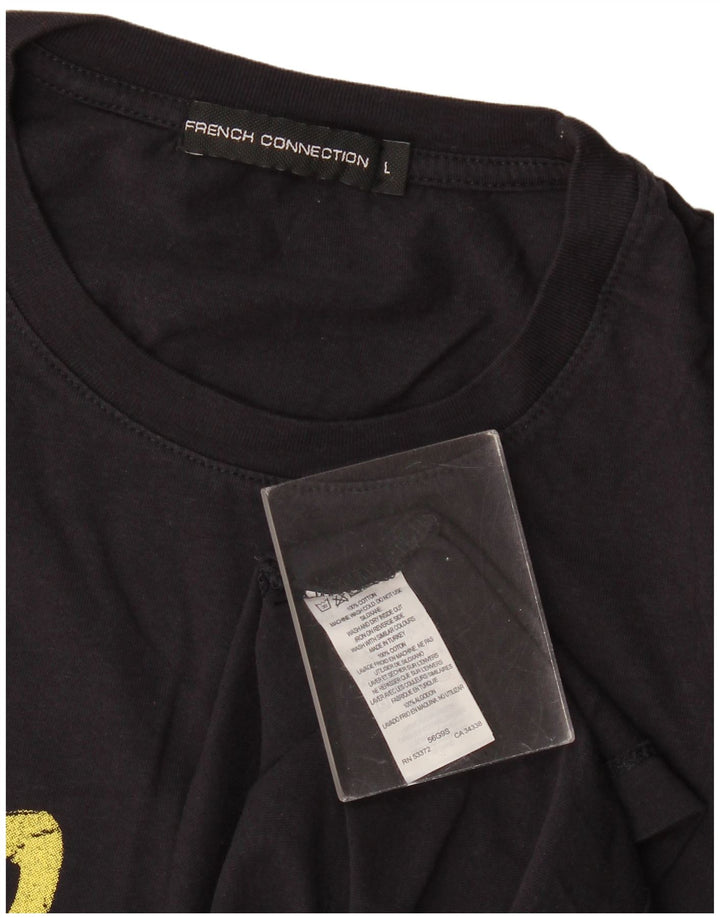 T-shirt grafica da uomo French Connection Top grande in cotone nero