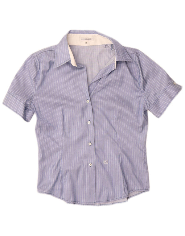 Camicia a maniche corte da donna Naracamicie UK 14 Cotone gessato blu medio
