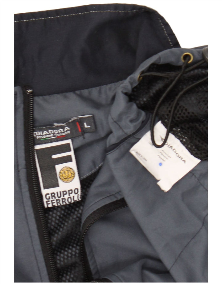 Giacca da tuta da uomo Diadora Large in poliestere color block blu navy