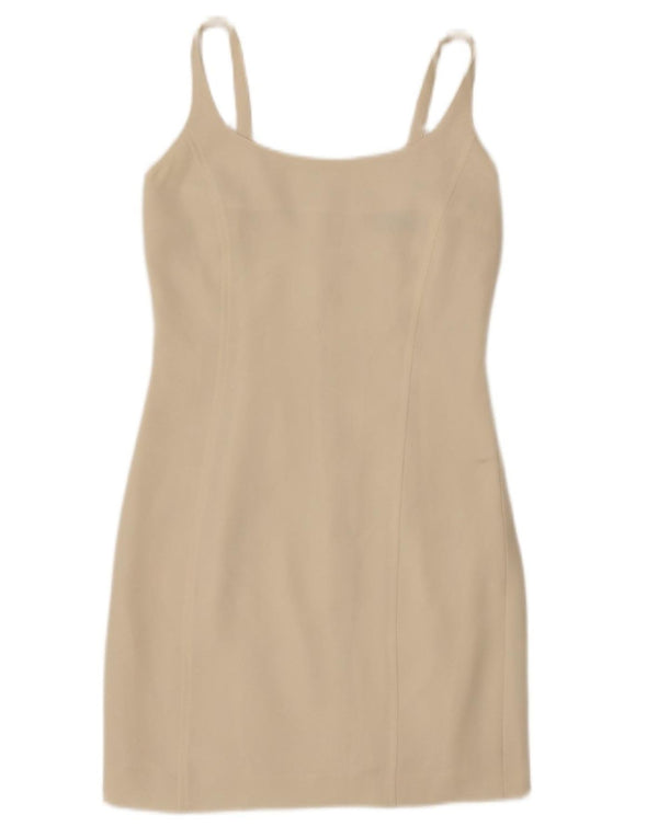 Abito tubino senza maniche da donna Marella UK 8 piccolo poliestere bianco sporco