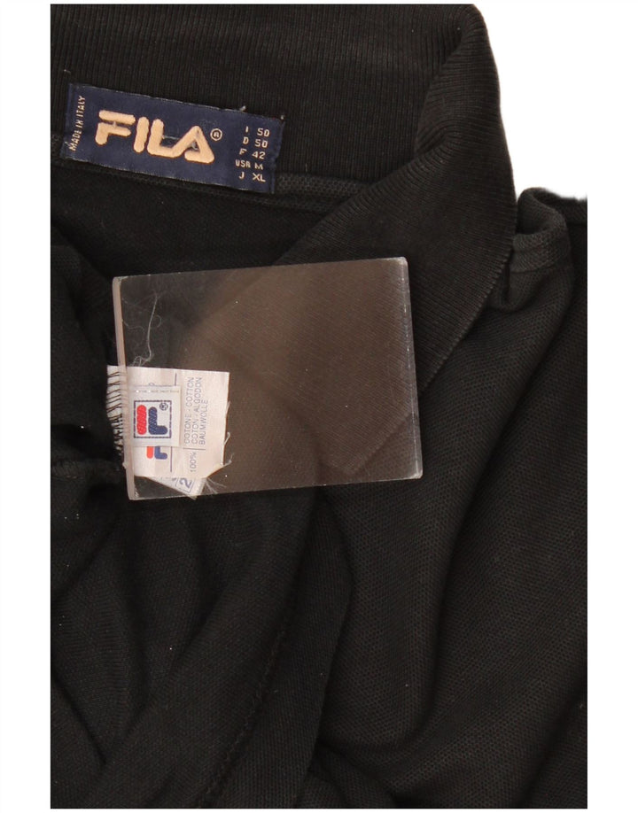 Polo da uomo a maniche lunghe Fila IT 50 cotone nero medio