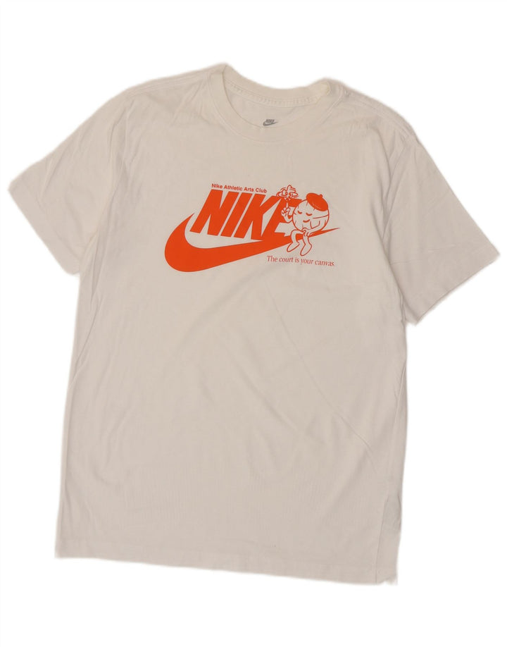 T-shirt grafica da uomo NIKE Top in cotone bianco sporco medio