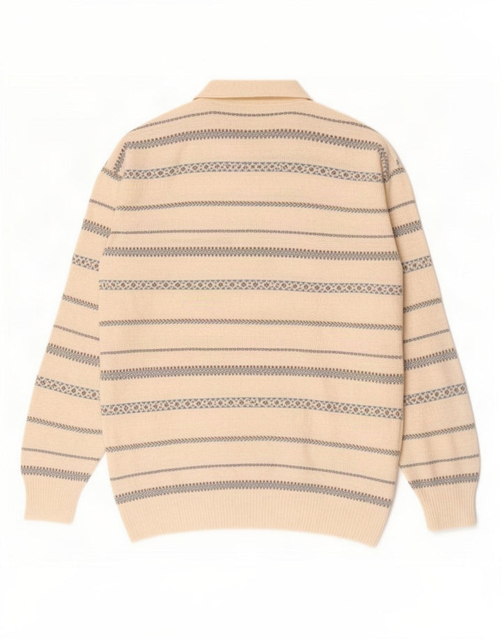 Maglione vintage da uomo con collo alto a righe bianche medie