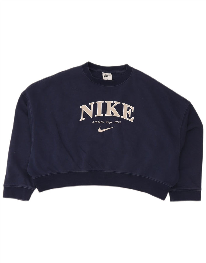 Maglione felpa oversize corto NIKE per ragazze 10-11 anni medio blu navy