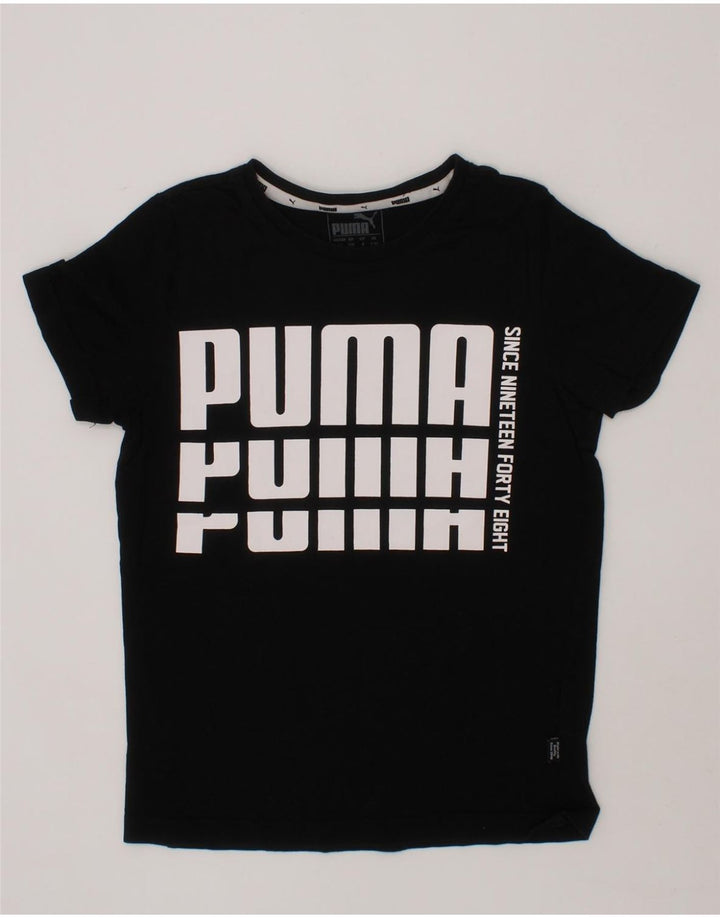 PUMA Boys Graphic T-Shirt Top 7-8 Yea95 Black Cotton Vintage Puma and Second-Hand Puma from Messina Hembry 