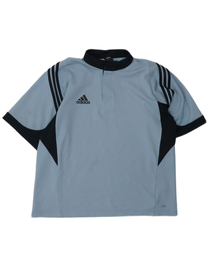 Polo Adidas da uomo grande in poliestere color block blu