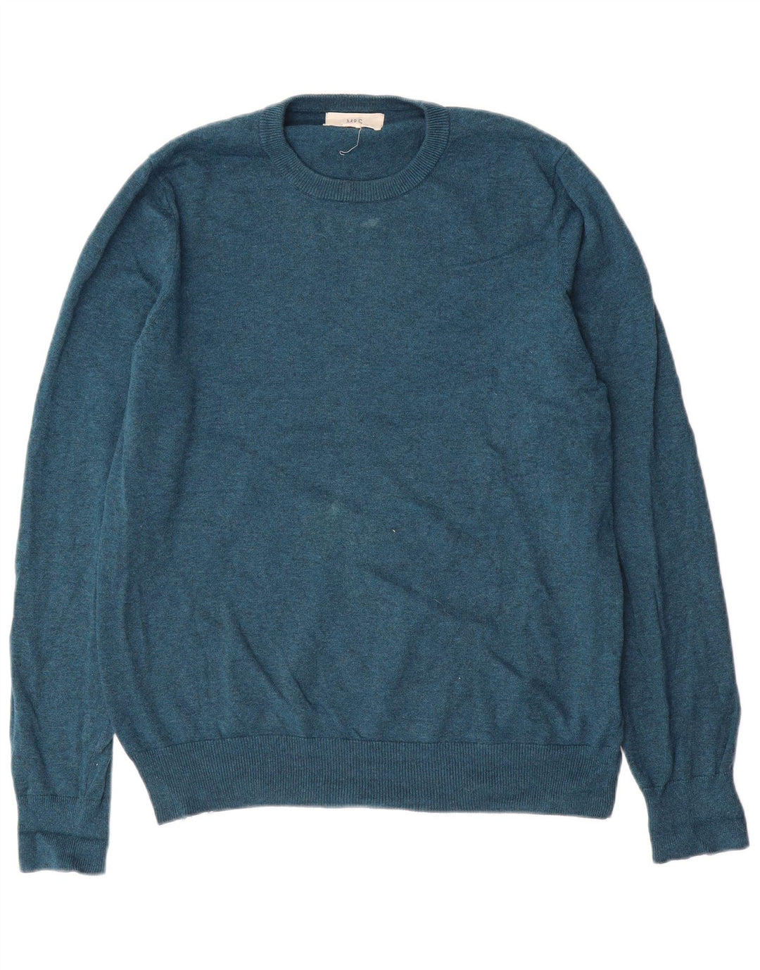 Maglione maglione girocollo da uomo Marks & Spencer in cotone blu medio