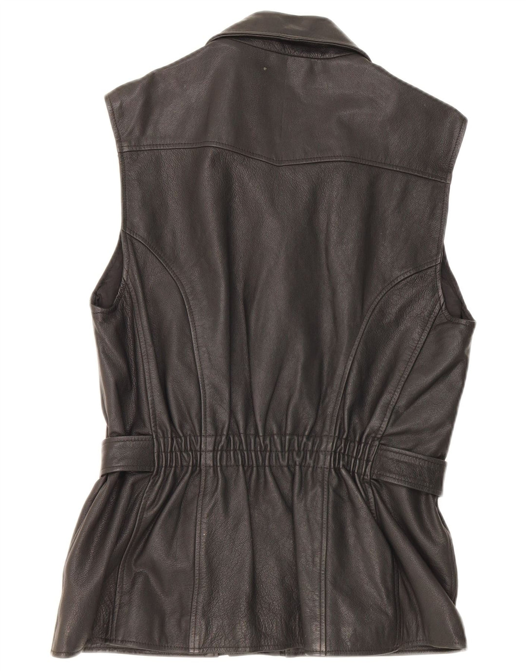Gilet in pelle vintage da donna EU 38 medio nero
