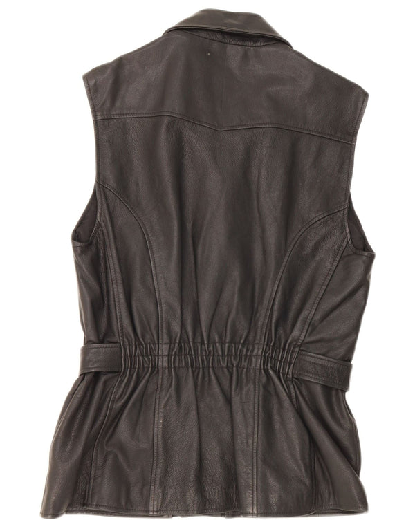 Gilet in pelle vintage da donna EU 38 medio nero