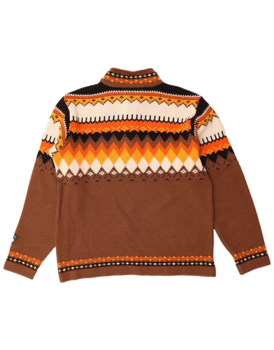 Maglione da uomo Campagnolo con zip e collo in lana geometrica marrone medio